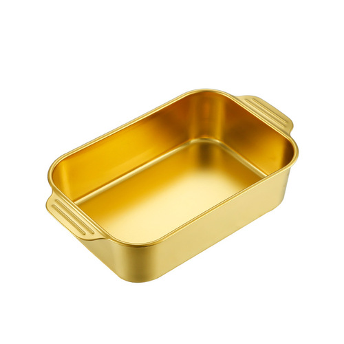 Stainless steel rectangular plate grilled fish plate flat bottom tray dumpling dinner plate Korean dish plate rice plate seafood plate dry pot plate