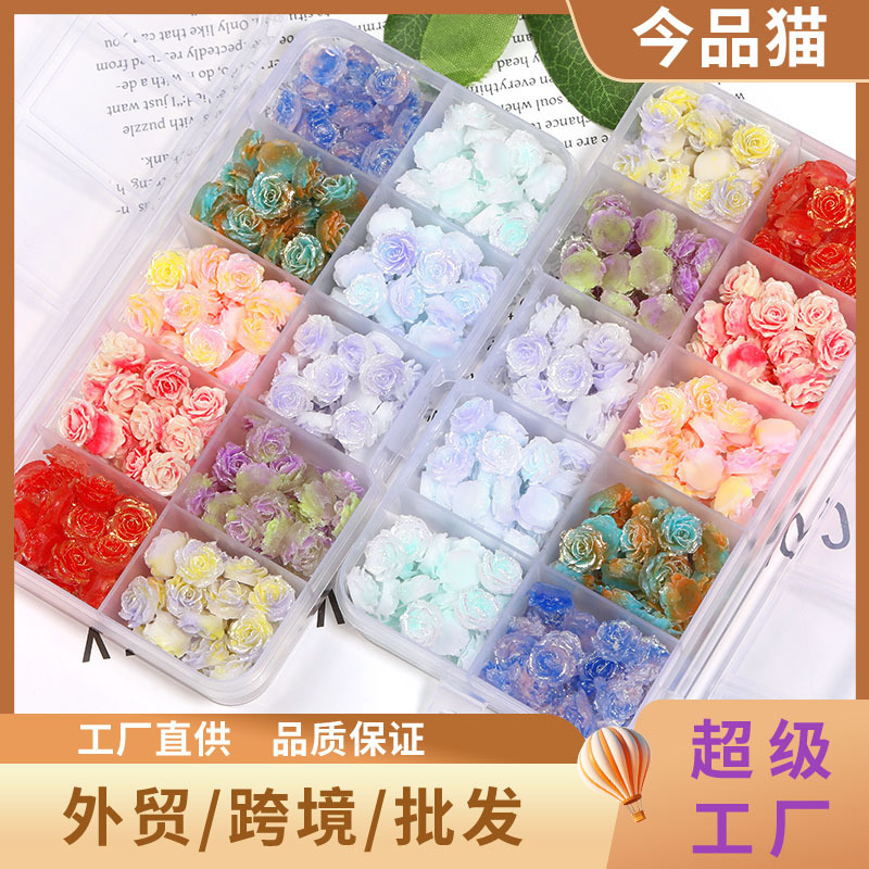 Cross-Border New Camellia Manicure Accessories High-Value Fashion Flower Beads Colorful Manicure Set Decoration Accessories Cross-Border New Camellia Manicure Accessories High-Value Fashion Flower Beads Colorful Manicure Set Decoration Accessories