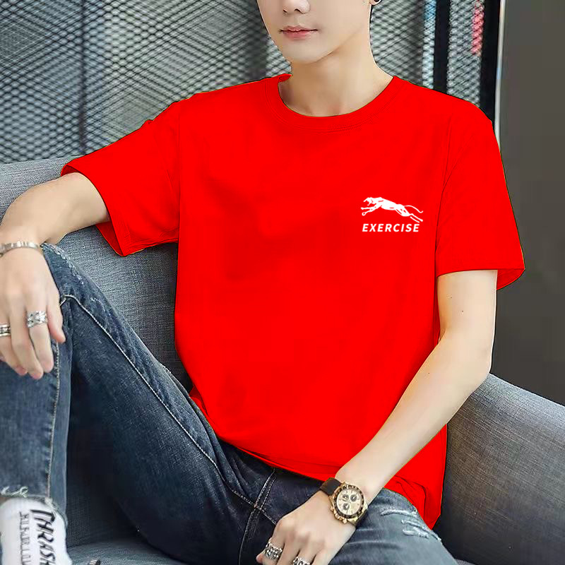 Camiseta de calidad de moda corta letra delgada manga corta Camiseta cuello redondo de los hombres de moda todo partido casual Top ropa de los hombres t