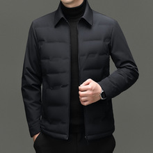 轻薄羽绒服男士白鸭绒休闲短款冬季中年保暖翻领夹克商务爸爸外套