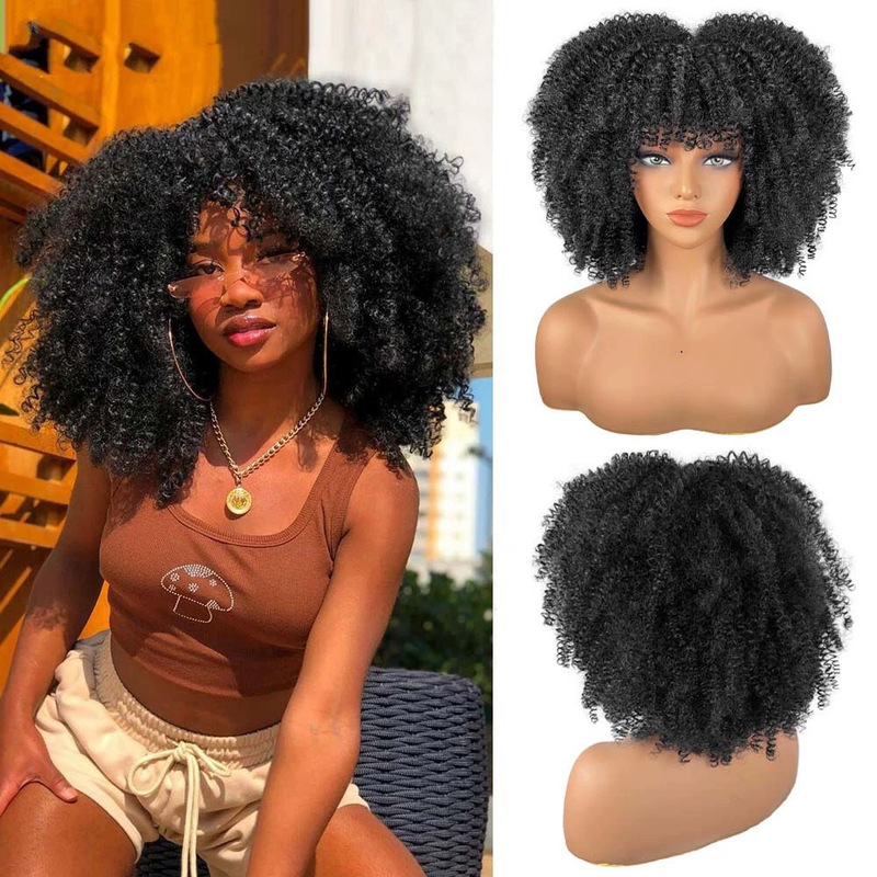 Cross-Border Wig, Slightly Curly Afro Wig for Women, High-Temperature Fiber, Various Colors, Fluffy Short Style, African Small Curly Hair Wig