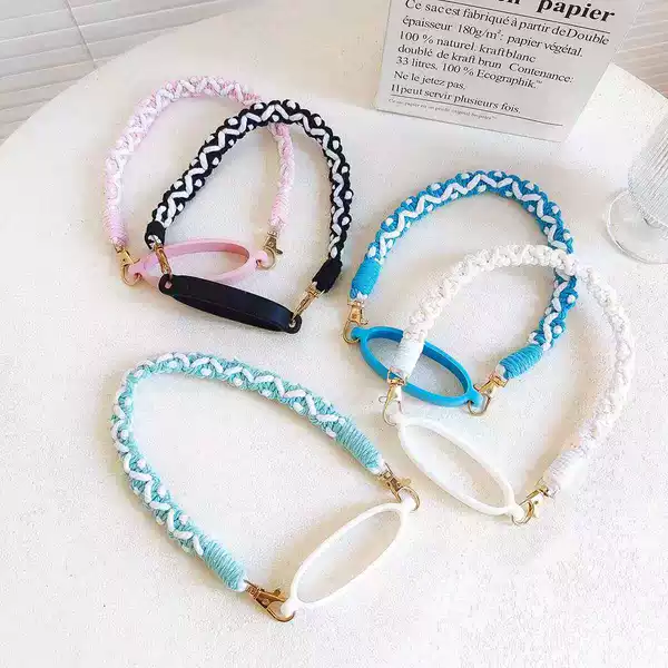 Ins-Style Girl Handmade Woven Chain Colorful Woven Cat Paw Water Cup Anti-Loss Lanyard Daily Outing Accessory