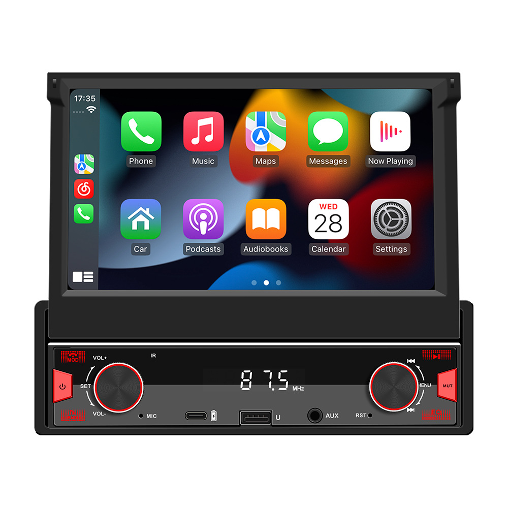 7 pulgadas pantalla retráctil carplay inalámbrico MP5 HD imagen de marcha atrás pantalla de control central del automóvil navegación del vehículo