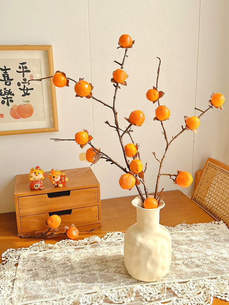 Pomegranate Fortune Figurine for New Year's Eve Living Room Dining Table Wealth Fruit Decoration Pomegranate Flower Arrangement Artificial Flowers Fake Flowers Display