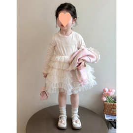 女童秋装套装2025新款儿童开衫毛衣洋气公主蛋糕裙宝宝春秋连衣裙