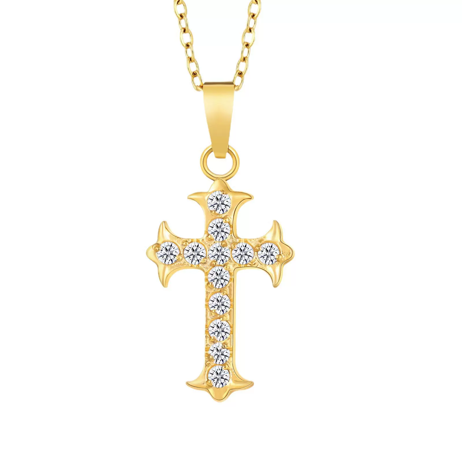 十字架项链女士爆闪满钻项链百搭高级感锁骨链轻奢镶锆石坠饰品