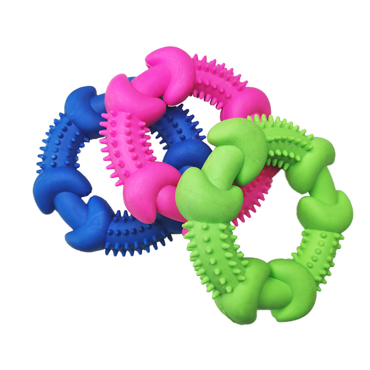 Fábrica al por mayor mascota TPR mordedura resistente juguete hueso sólido espina anillo perro diente limpieza molar juguete redondo