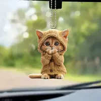 Желтый свитер щеки кот новый 2D акриловые украшения подвески идеальный автозапчасти и украшения елки