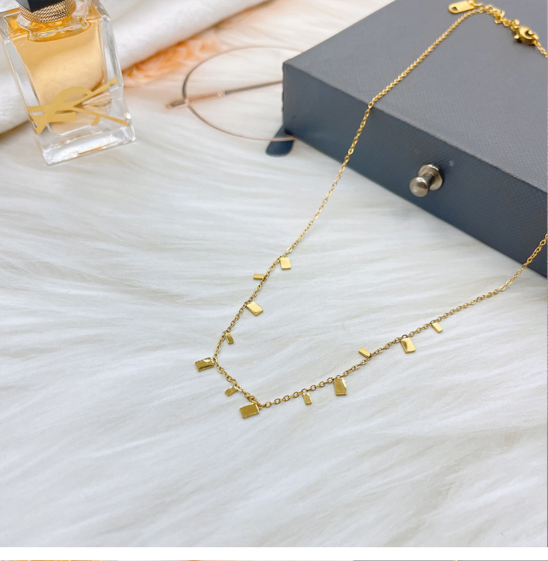 5g Weight Simple Style Round Square Water Droplets Titanium Steel Plating Necklace