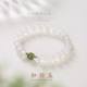 Original natural white agate with clear water Hetian jade bracelet single ring female girlfriends fashion all-match round bead jewelry