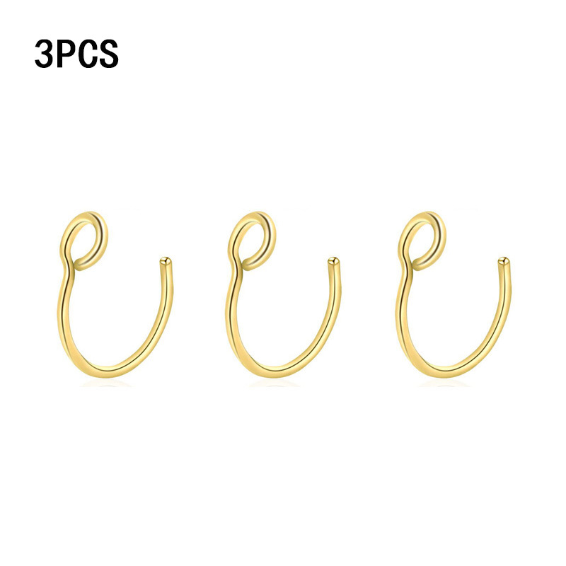 AliExpress anillo de nariz falso de acero inoxidable aro gancho de pescado nariz uñas diafragma piercing hombres y mujeres Universal piercing labio anillo