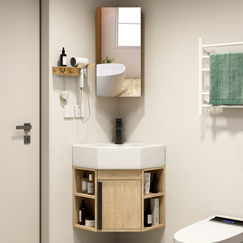 Triángulo gabinete de baño combinación esquina baño lavabo balcón lavabo pequeño apartamento mesa de lavado