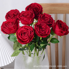 模造花単枝皇妃バラ花千層薔薇結婚祝い花芸装飾茶薔薇包芯円薔薇対外貿易休暇