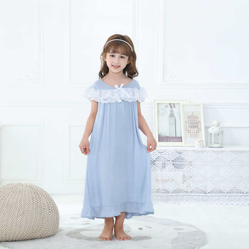 Muchachas del verano sin mangas de algodón modal larga princesa europea y americana encaje camisón pijamas desgaste hogar se puede usar fuera