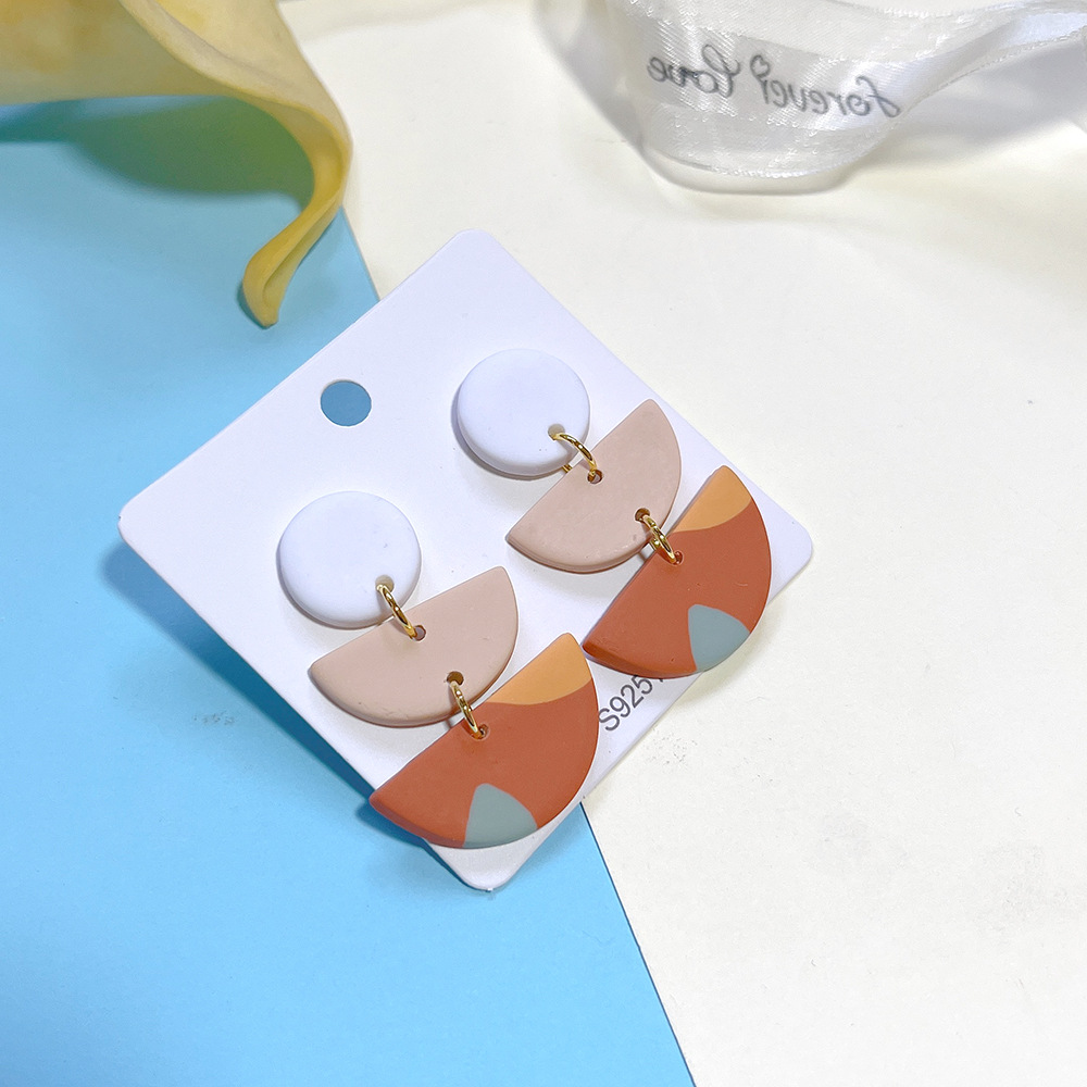 soft clay Material 1 Pair Retro Semicircle Irregular Soft Clay Drop Earrings