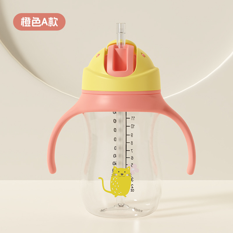 Taza de agua con tapa deslizante en caja inglesa con mango 330ml taza de paja de agua potable a prueba de goteo