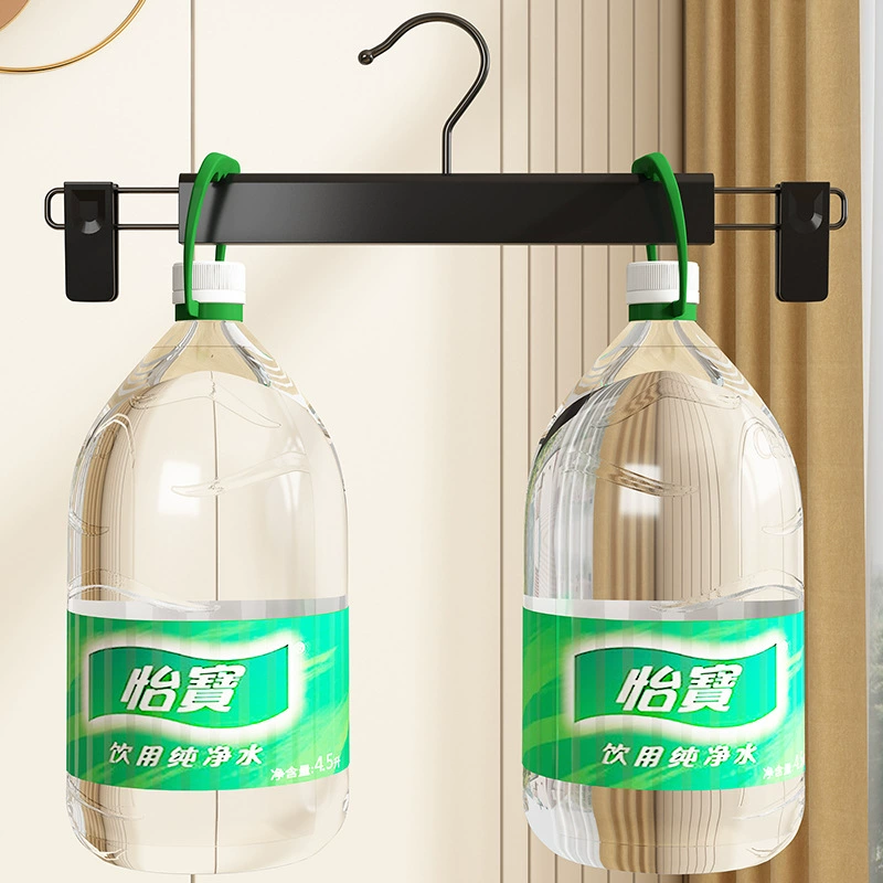 SuBo крепкая нескользящая выдвижная вешалка для брюк с клипсами, утолщённый пластик, матовый чёрный, 29 см