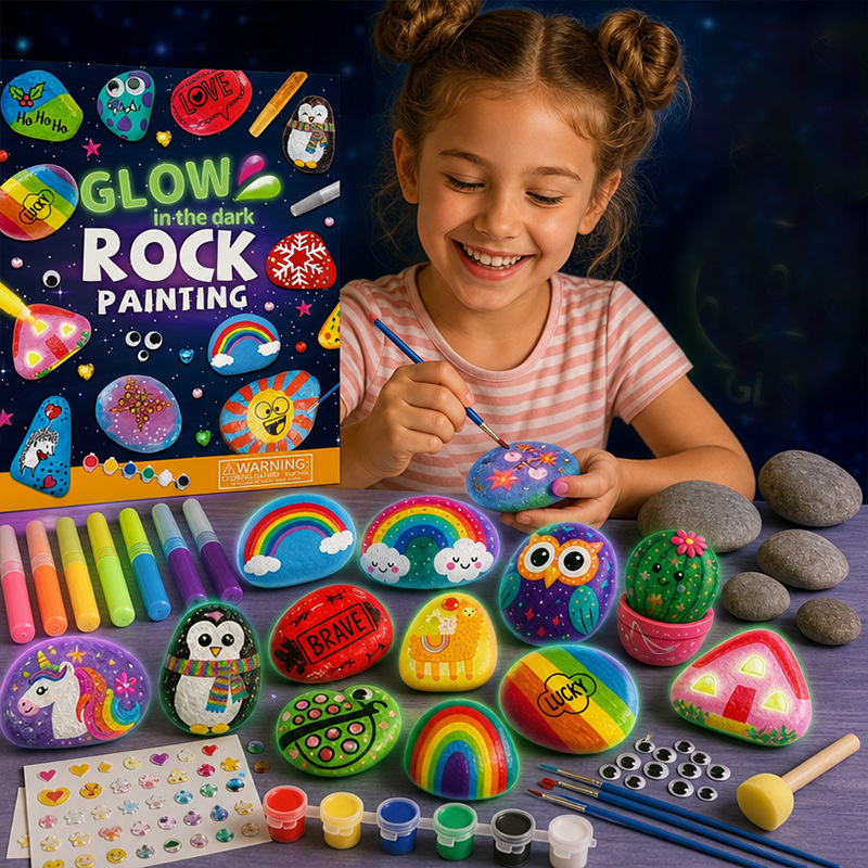 Cross-border Hot Sale Hand-painted Stone suit Children's Science and Education Toys Stone Multicolor Painted suit Creative Graffiti Painted