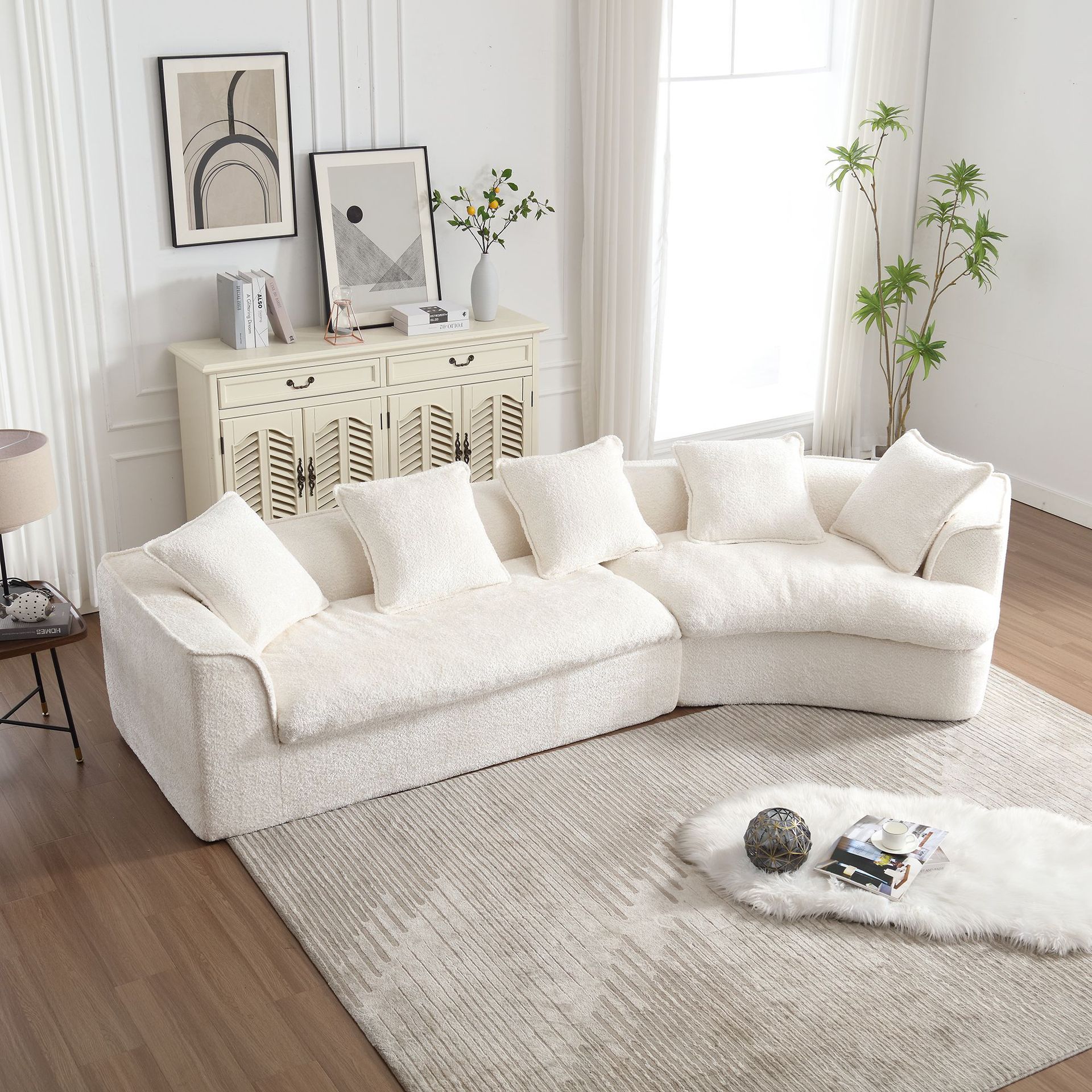 Sofá de compresión al vacío simple sofá tela desmontable velcro diseñador crema perezosa gran sentarse esquina profunda