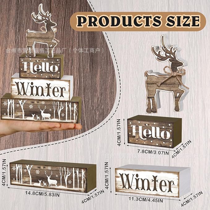 クロスボーダー新製品クリエイティブクリスマスホームデコレーション楽しい足跡デスクトップ装飾品ホリデー木製工芸品装飾品|undefined