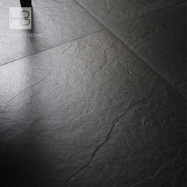 黑色树纹通体瓷砖凹凸板岩地砖卫生间岩石纹仿古砖哑光商铺地板砖