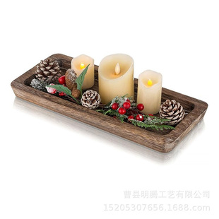 Cross-Border Wooden Pallet Aromatherapy Light Luxury Coffee Solid Wood Snack Cosmetics Storage Tray Entrance Key Tray Jewelry Tray