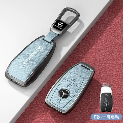 Car key bag Logo Men's and Women's Key - standard-e-model-one-click-start-blue-zinc-alloy-shell-car-logo-square-buckle