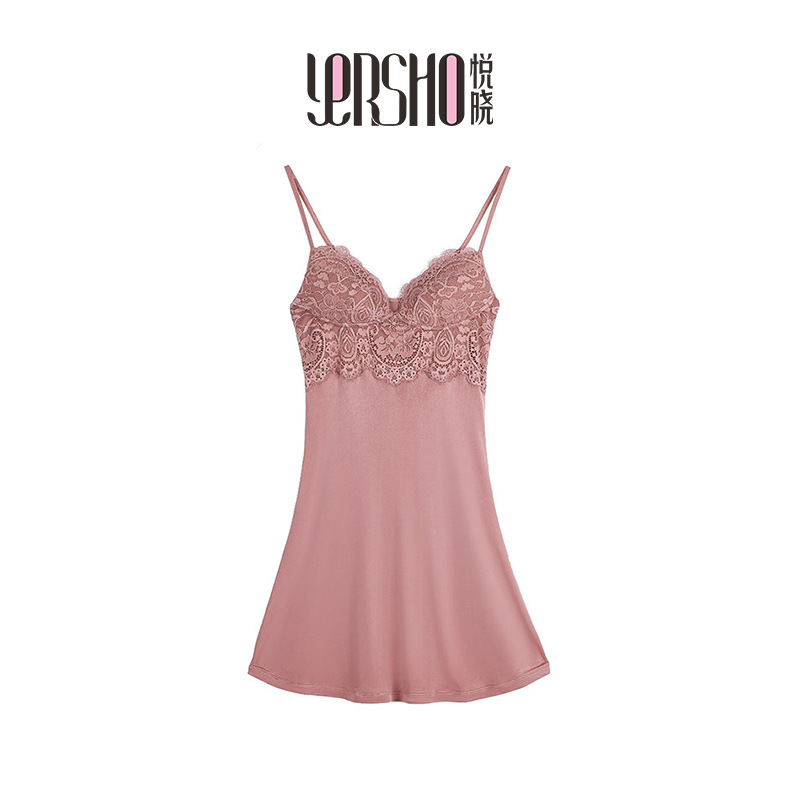 Yue Xiao nightgown breast pad women summer mulberry silk silk base strap skirt thin sexy home clothes wholesale 2211