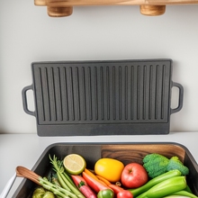 铸铁长方形双面铁板烤盘户外条纹牛排烤肉盘现货铁板烧多功能烤盘
