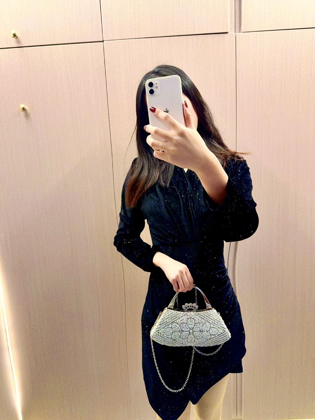Pearl Inlaid Rhinestone Banquet Handbag For Women Crossbody Bag_voghion.com