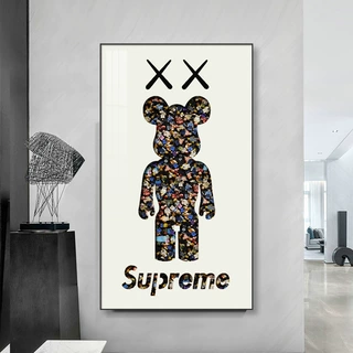 玄关装饰画实物画现代简约轻奢乐高暴力熊挂画儿童房卡通潮流定制