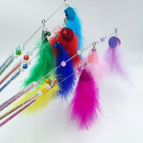 Evanity Cat Tease Stick Блестки Растягивающаяся эластичная палочка для дразнилки для кошек Длинный стержень Цвет Cat Tease Stick Игрушка для кошек