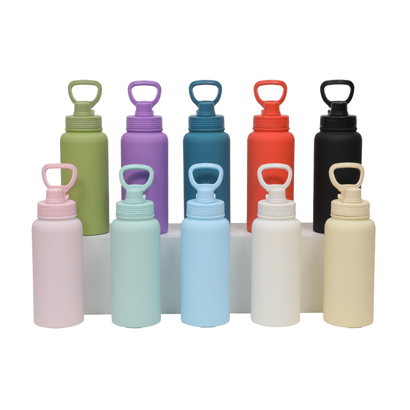 Nuevo termo de venta caliente de 1L hervidor deportivo de vacío portátil de boca ancha de gran capacidad con tubo de succión de mano portátil taza de agua