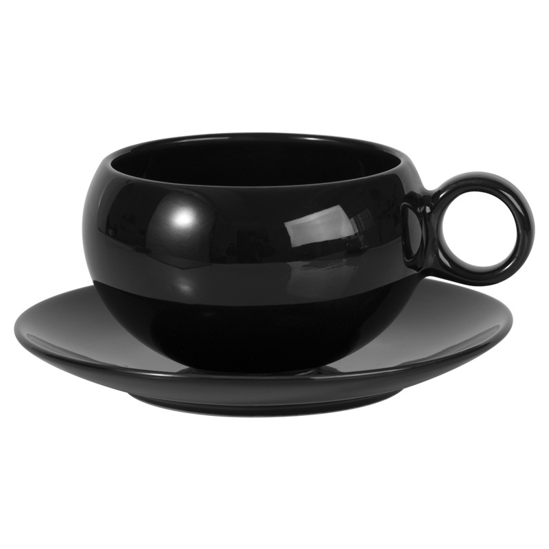 Hogar estilo retro medieval taza de café de cerámica pareja hombres y mujeres taza taza taza taza de leche juego de platillo negro