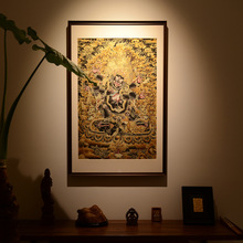 大黑天玛哈嘎拉西藏唐卡刺绣 装饰挂画竖款立体手工玄关中式客厅