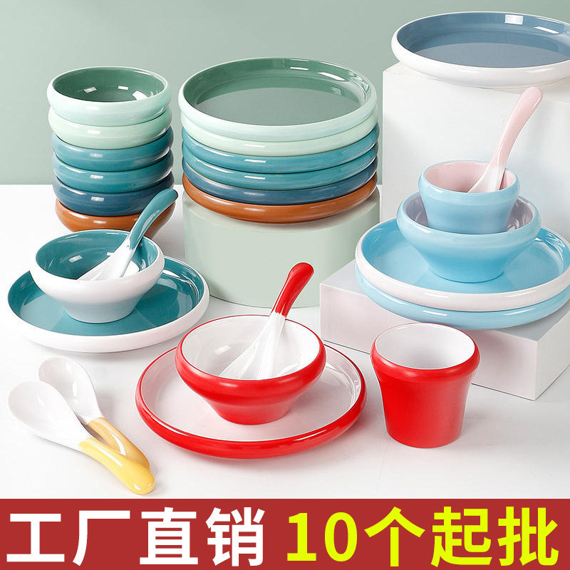 Xiangyuan Melamine Tableware Small Bowl Restaurant Hotel Imitation Porcelain Hot Pot Restaurant Table Setting Four-Piece Set Plastic Commercial Bowl Rice Bowl