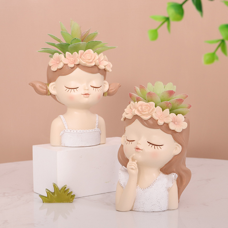 Chậu Cây Resin Chậu cây mọng nước nàng tiên resin, chậu mini trang trí ban công, tiểu cảnh bàn làm việc (RG-9)