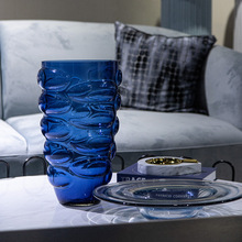 抽象厚實玻璃果盤  簡約客廳餐桌擺件酒櫃售樓處玻璃水培植物花器