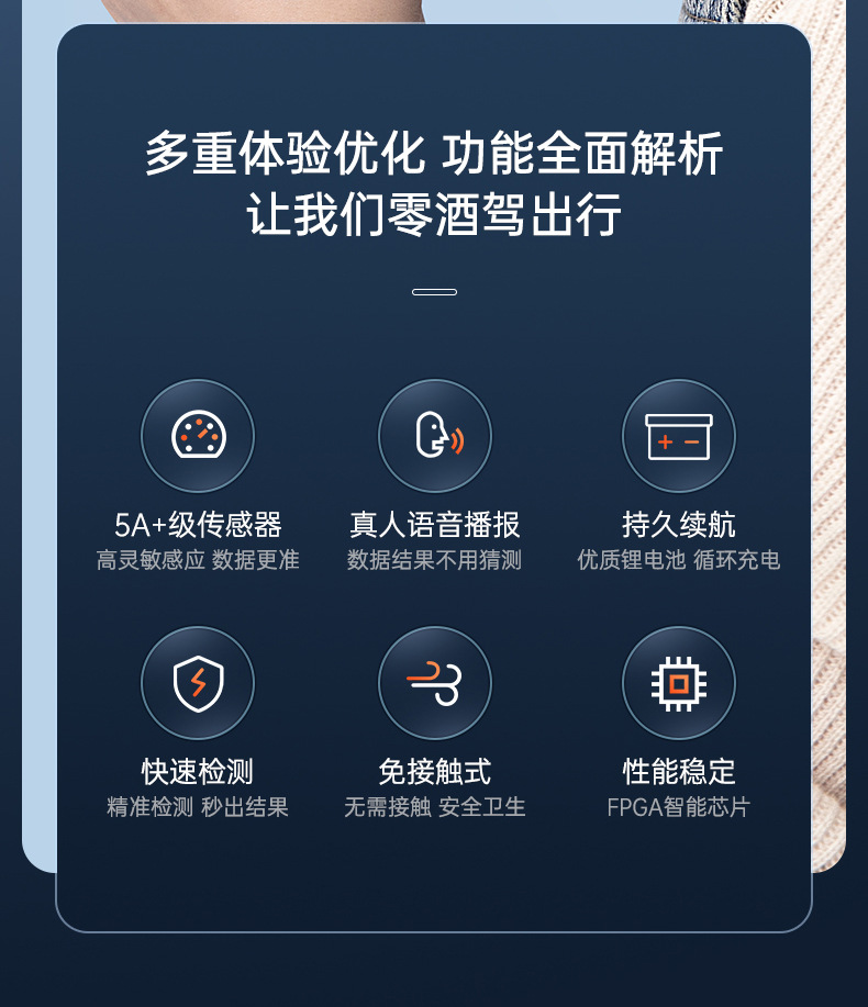 Spot Wholesale Voice-Announcing Alcohol Tester, Alcohol Testing Instrument, Non-Contact Blowing-Type Alcohol Detector
