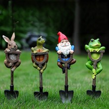 跨境铲子上的侏儒树脂插牌装饰品摆件家居庭院户外青蛙兔子乌龟