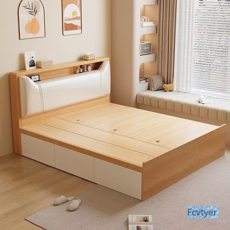 Changyuebang Bedside Storage Bed Small Apartment Single Bed Floor Double Home No Rental Solid Wood Tatami Bed