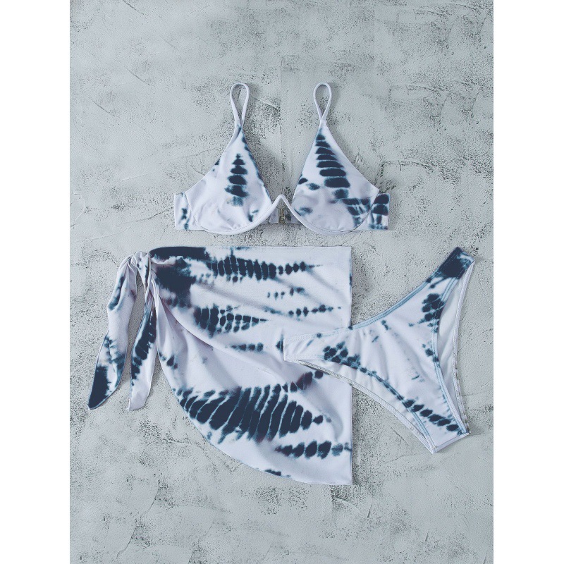 Mingyi nuevo europeo y americano sexy multi-color impreso playa bikini mujer traje de baño de tres piezas de mujer