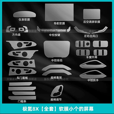 protection film for the rear air conditioning: Car interior film - jikrypton-8x-full-set-soft-film-for-small-screen