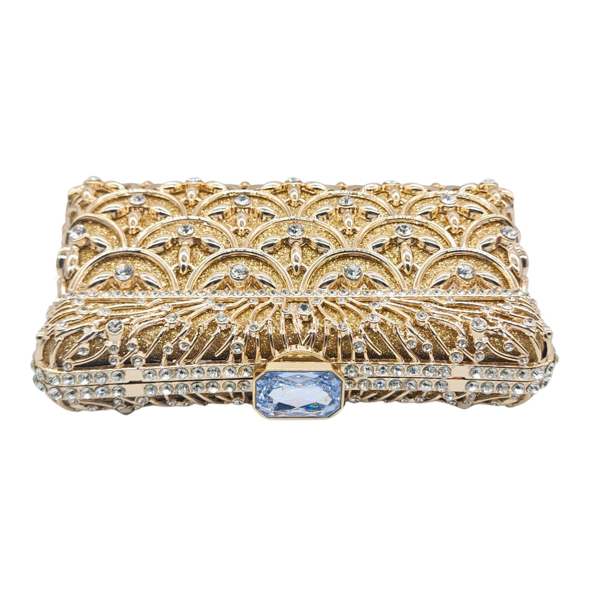 Túi clutch nữ đính đá kim cương kim loại rỗng dạ hội — Màu vàng, Cá tính đặt làm