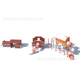 户外大型无动力亲子乐园  火车主题公园儿童滑梯 户外火车头滑梯