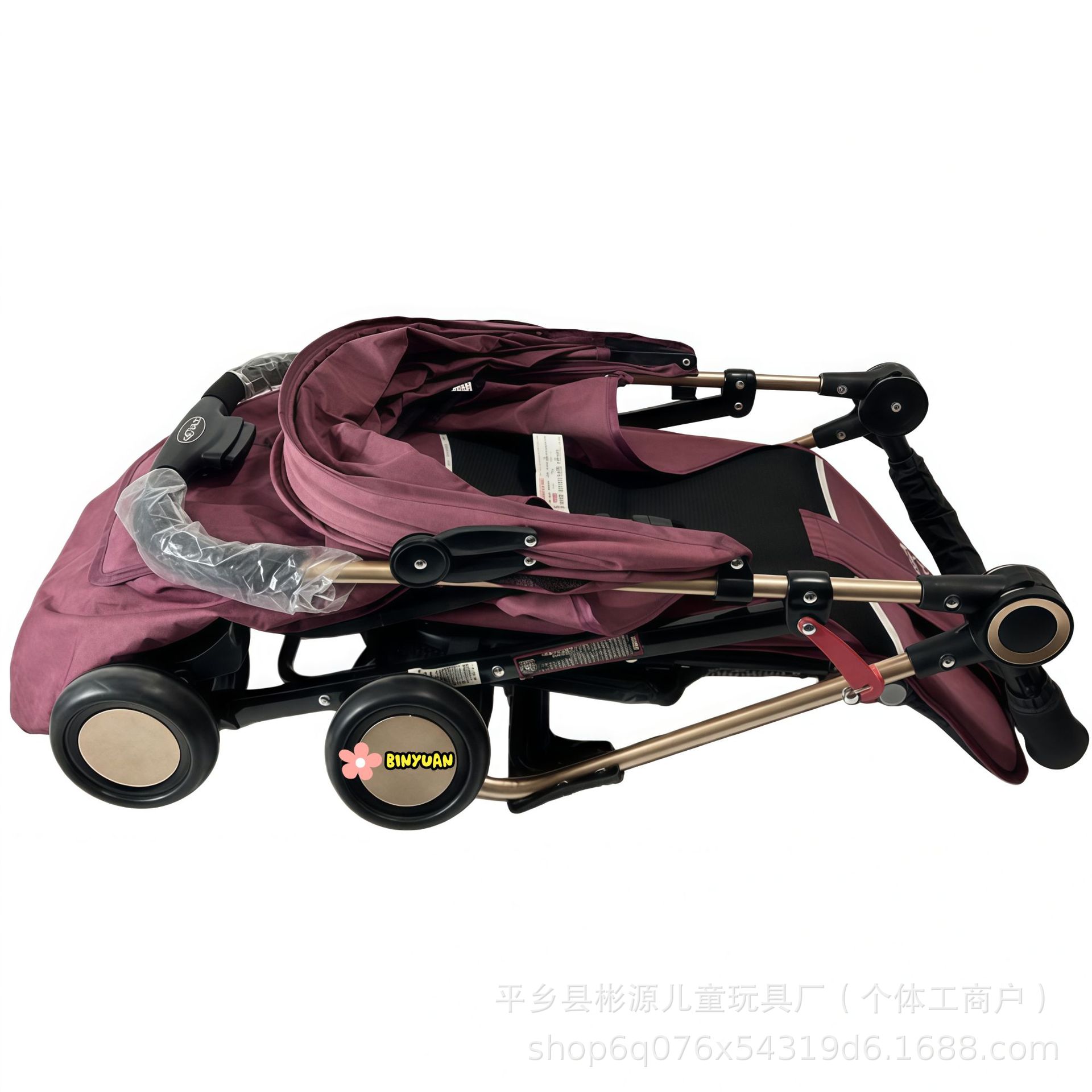 Fábrica de cabello recto al por mayor cochecito de bebé cochecito de bebé ligero fácil de almacenar se puede sentar y acostarse con un botón plegable