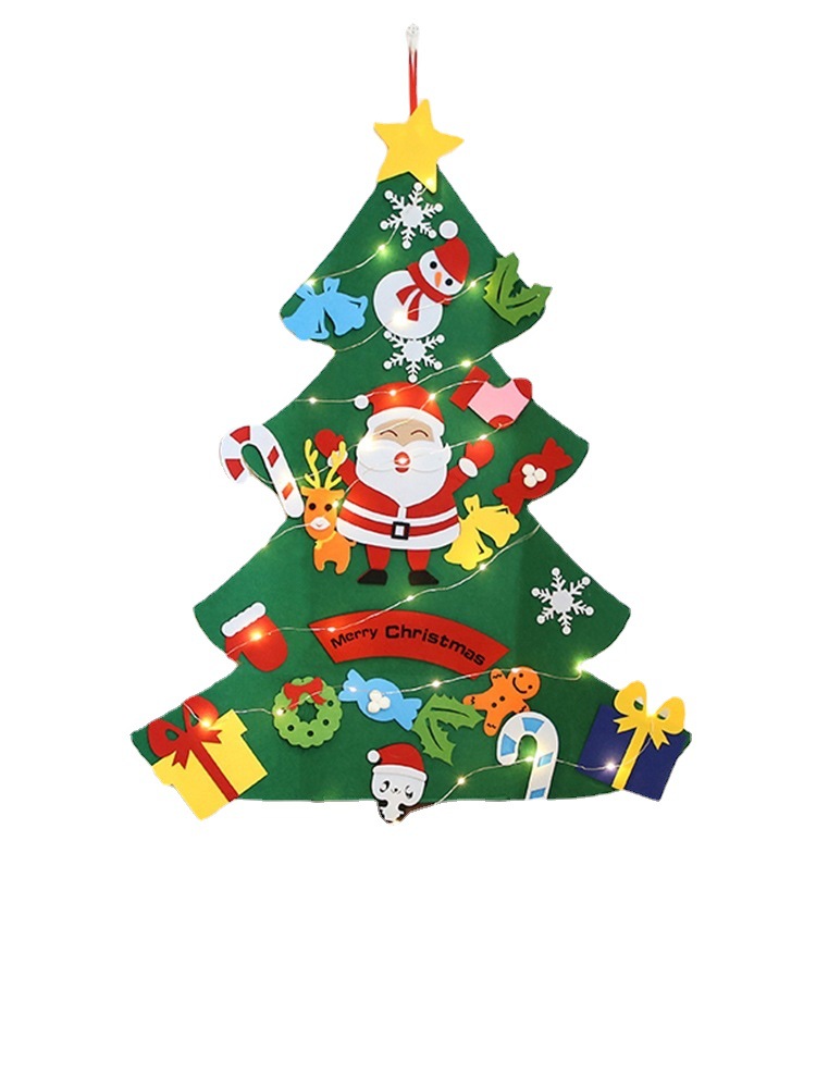 Navidad bricolaje fieltro vacaciones luces decorativas árbol de Navidad luces de colores adornos luminosos regalos para niños hecho a mano paquete de material de bricolaje