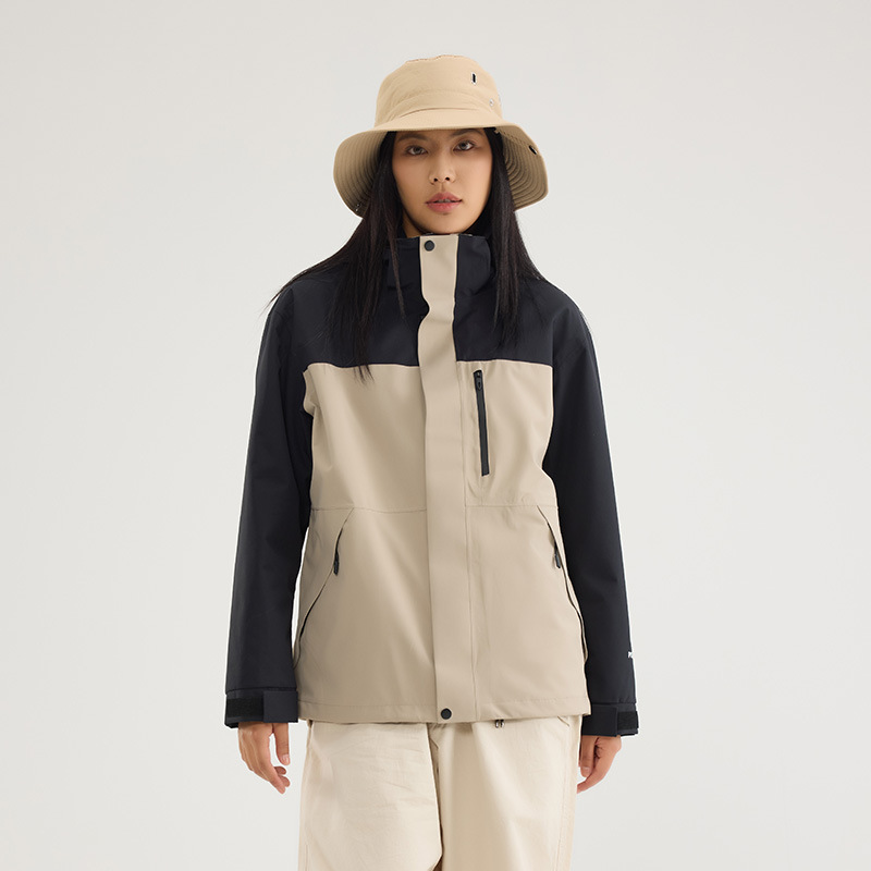 伯同風フルヒートシールアウトドアジャケット3in1、女性用取り外し可能防風防水、男性用登山服、ダウンジャケット