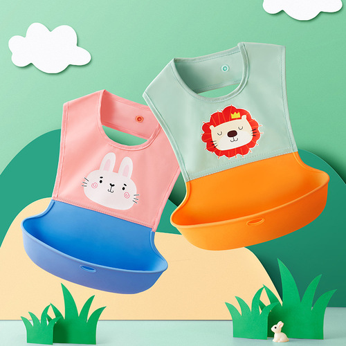 Baby eating bibs, children's waterproof and dirt-proof smocks, summer baby food supplements, silicone bibs for men and women in summer