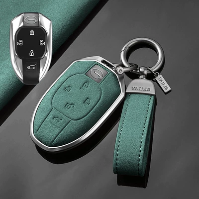 for 24 GAC Trumpchi gs4plus | Car key bag - trumpchi-c-five-key-tarnish-aluminum-alloy-dark-green-suede-hand-rope-buckle